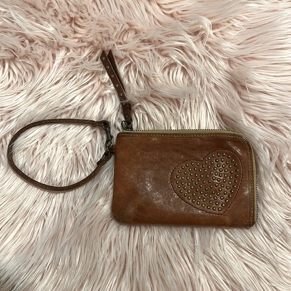 Fossil Handbags - Vintage Fossil Leather Wristlet with Heart studs detail
